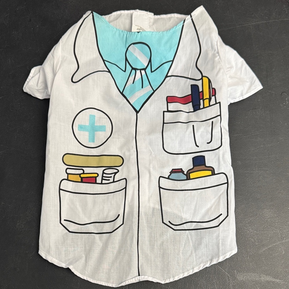 5/$25 Pet Halloween Dog Doctor Costume Shirt - White and Blue NWOT